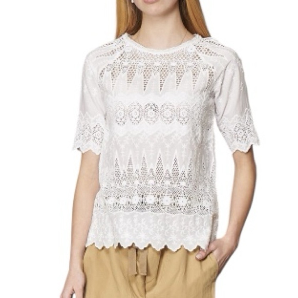 Ulla Johnson Women’s Sadie Daisy Lace Eyelet Elegant White Blouse sz 6/Med